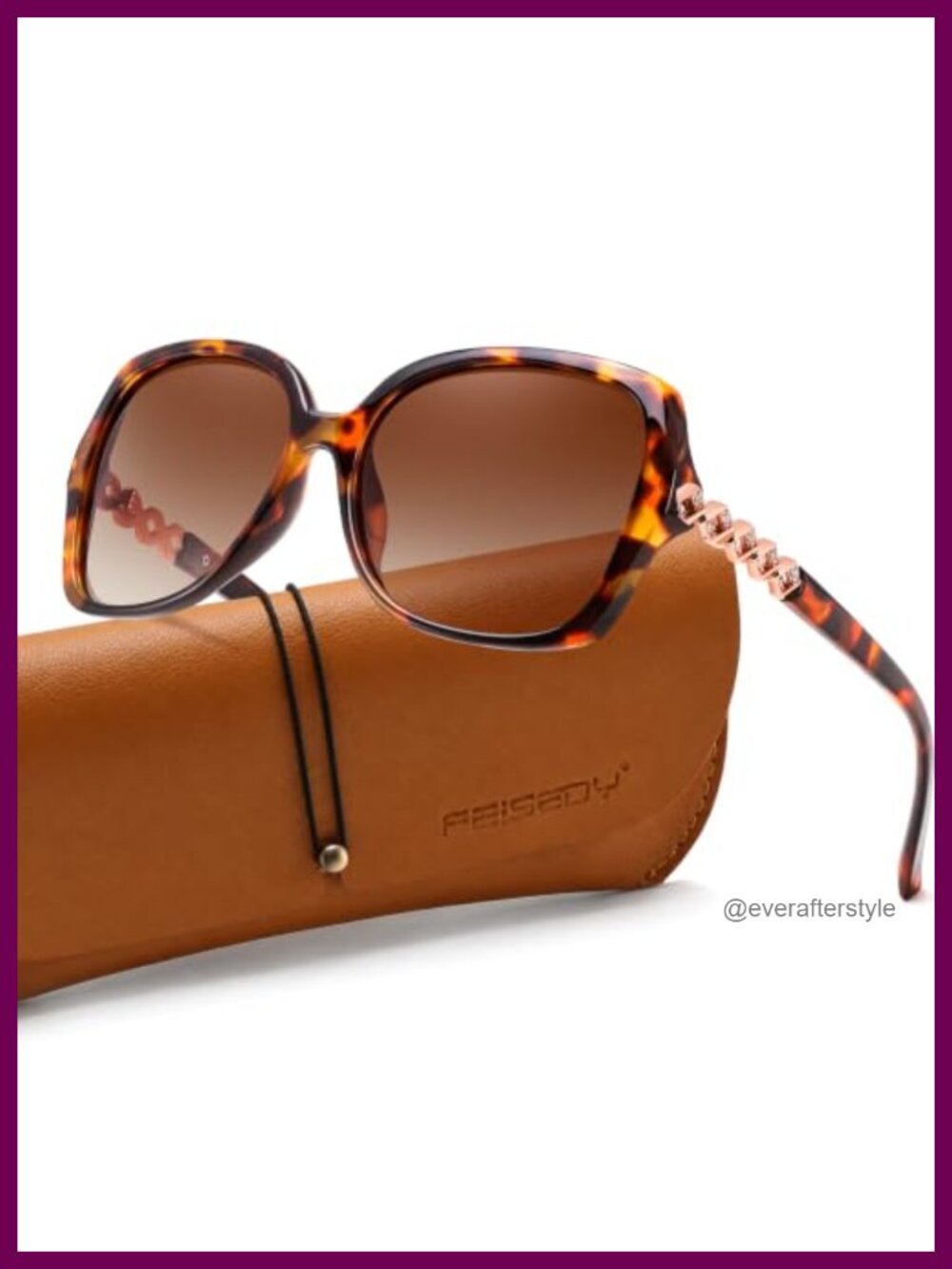Oversized Square Polarized Sunglasses Rhinestone Temple UV400